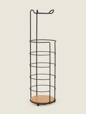 Matte Black Freestanding Metal Toilet Roll Holder Home at ASDA