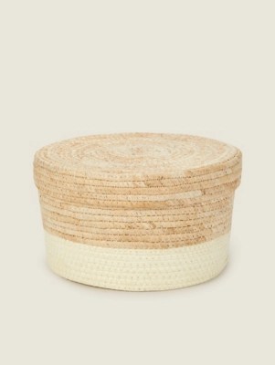 Natural Woven Storage Basket with Lid Home at ASDA