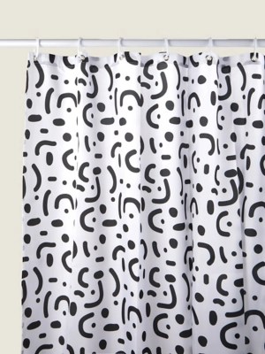 Black & White Sahara Abstract Shower Curtain Home at ASDA
