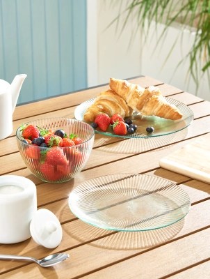 Green Ribbed Dinner Set 12 Piece Outdoor & Garden at ASDA
