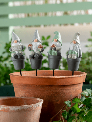 HandPainted Gonk Garden Stake Set of 4 Outdoor & Garden at ASDA