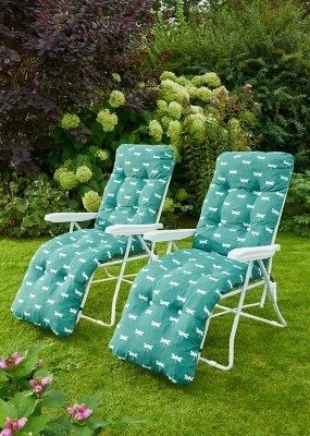 Miami Padded Relaxer Chair 2 Pack Dragonfly Print Outdoor & Garden