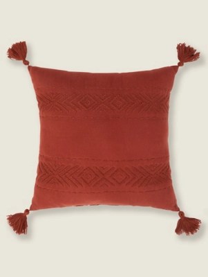 Maroon Geo Embroidered Border Cushion Home at ASDA