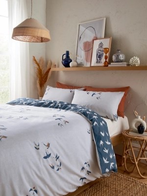 Cream Swallows Flight Reversible Duvet Set Home at ASDA