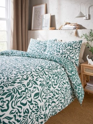 Teal Brush Stroke Floral Print Duvet Set Home at ASDA