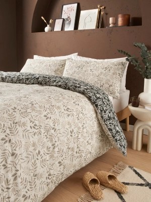 Natural Leaf Reversible Duvet Set Home at ASDA