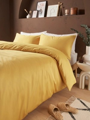 Ochre Plain Sateen 100 Cotton 210 Thread Count Duvet Set Home