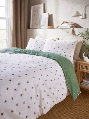 Cream Scatter Bee Reversible Duvet Set Home at ASDA