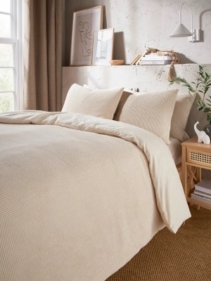 Just Wellness Natural Waffle Duvet Set Home at ASDA