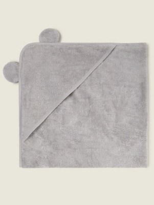 Classic Grey Hooded Towel Baby at ASDA