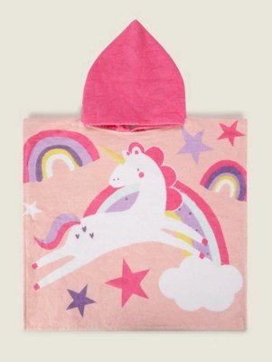 Unicorn Printed Poncho Baby at ASDA