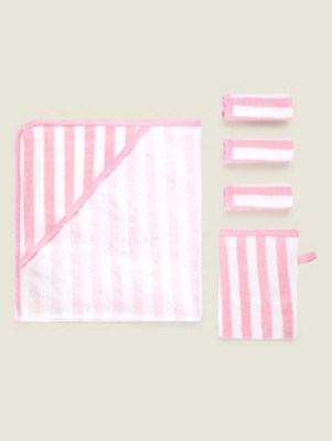 Pink Stripe Towel Bale Baby at ASDA