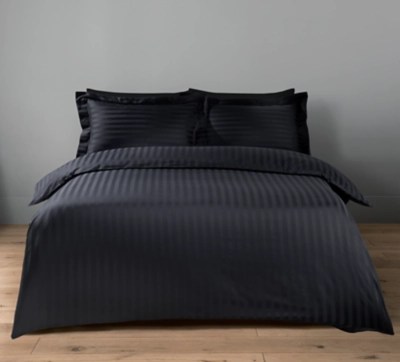 Black 100 Cotton Sateen Stripe Duvet Set Home at ASDA