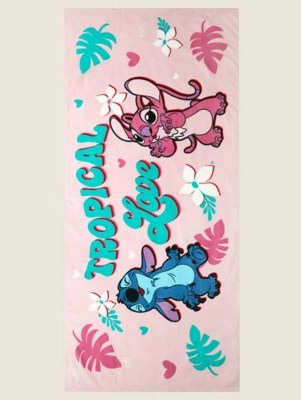 Disney Stitch & Angel Panel Print Beach Towel Home at ASDA
