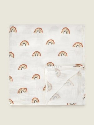 Natural Rainbow Muslin Blanket Home at ASDA