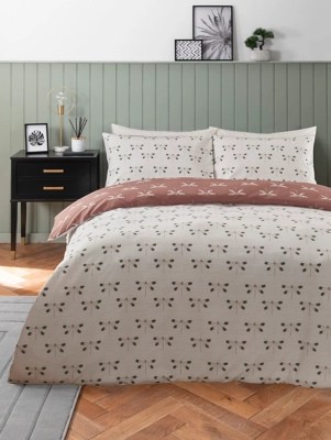 Pink & White Butterfly Reversible Duvet Set Home at ASDA