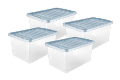 TU 27L Blue Plastic Storage Boxes Pack of 4 Home at ASDA