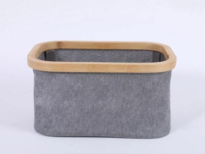 Grey Bamboo Storage Basket Home at ASDA
