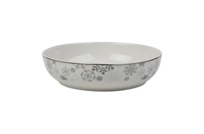 Grey & White Snowflake Pasta Bowl Home at ASDA