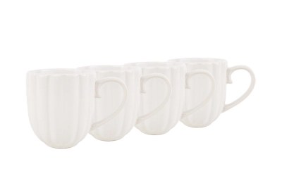White Scalloped Mug Set of 4 Home at ASDA