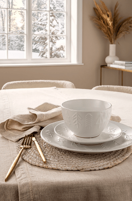 Stacey Solomon White Embossed Trees Dinner Set 12 Piece Home