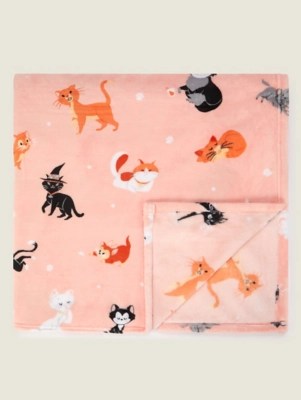Disney Cat Print Throw Home at ASDA