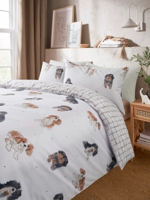 White Dogs Reversible Duvet Set Home at ASDA