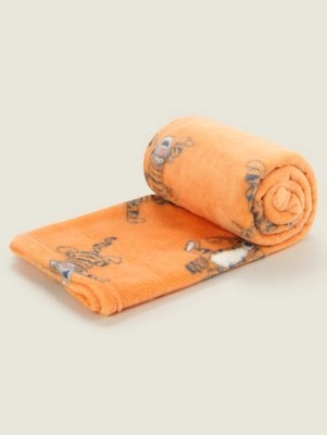 Disney Tigger Orange Fleece Blanket Home at ASDA
