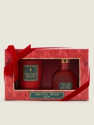 Red Festive Spice Reed & Votive Gift Set Home at ASDA