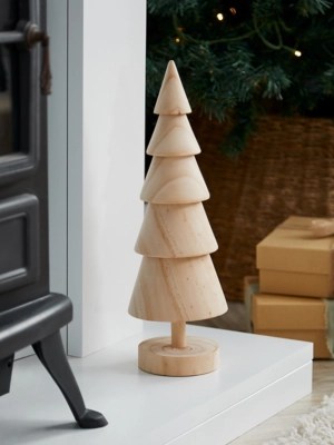 Natural Wooden Christmas Tree Decoration Christmas at ASDA