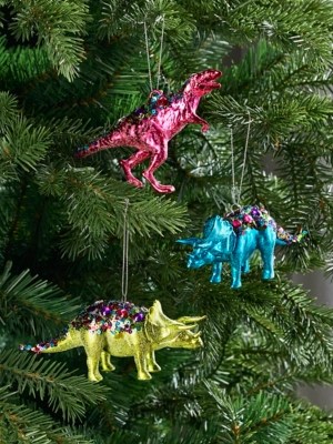 Beaded Dinosaur Christmas Bauble Pack of 3 Christmas at ASDA