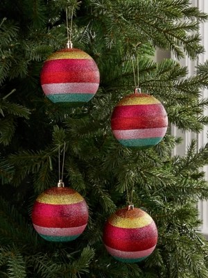 Silver Disco Ball Christmas Baubles Pack of 4 Christmas at