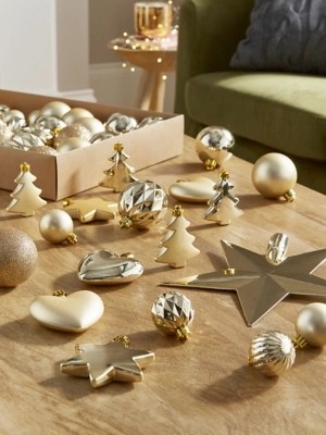 Gold Christmas Baubles Pack of 60 Christmas at ASDA