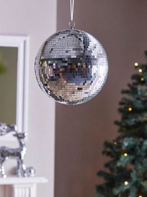 Silver Disco Ball Christmas Decoration Christmas at ASDA
