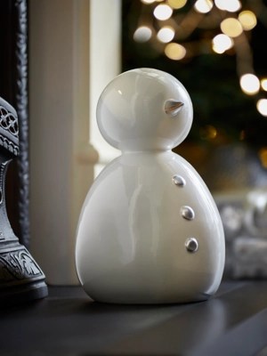 White Ceramic Snowman Christmas Decoration Christmas at ASDA