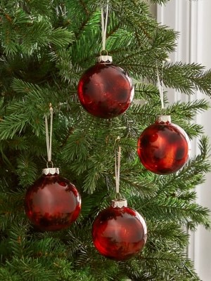 Christmas Amber Mixed Baubles Set of 4 Christmas at ASDA