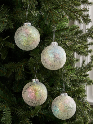 Christmas Iridescent Glitter Baubles Set of 4 Christmas at