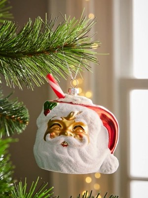 Red & White Plastic Santa Christmas Bauble Christmas at ASDA