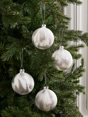 Christmas Marble Baubles Set of 4 Christmas at ASDA