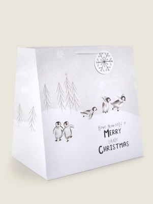 Extra Large Penguin Christmas Gift Bag Christmas at ASDA
