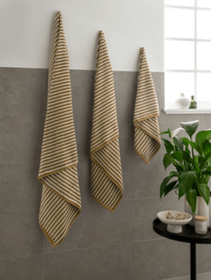 Honey Popcorn Stripe Towel Range Home at ASDA