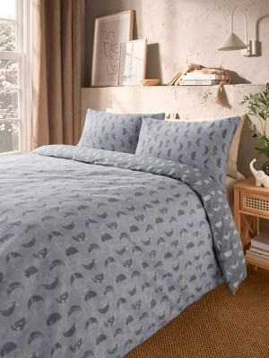 Grey Linear Celestial Duvet Set Home at ASDA