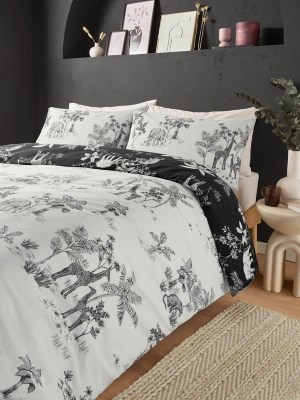 Cream & Black Jungle Scene Duvet Set Home at ASDA