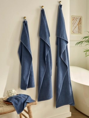 Stacey Solomon Blue Popcorn Textured Towel & Bath Mat Range Home