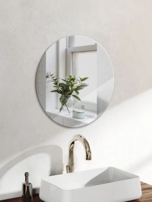 SilverTone Circle Bathroom Wall Mirror Home at ASDA