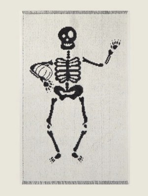 Black & White Skeleton Woven Bath Mat Home at ASDA
