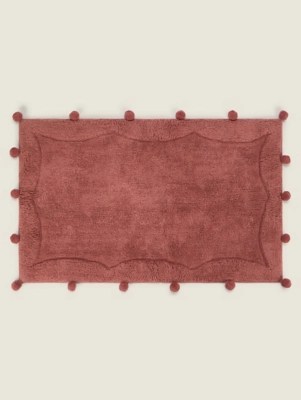 Pink Modern Deco PomPom Bath Mat Home at ASDA