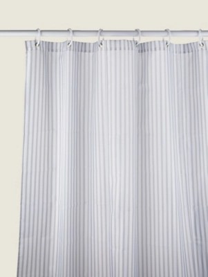 Grey Stripe Shower Curtain Home at ASDA
