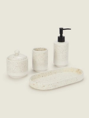 Cream Speckled Bathroom Accessories Set Home at ASDA