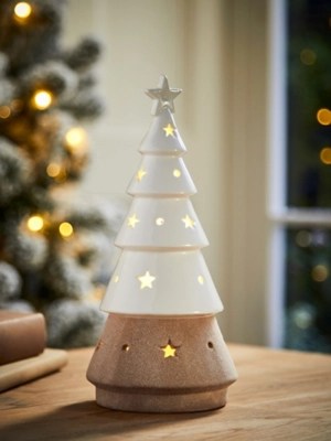 White Ceramic Light Up Christmas Decoration Christmas at ASDA